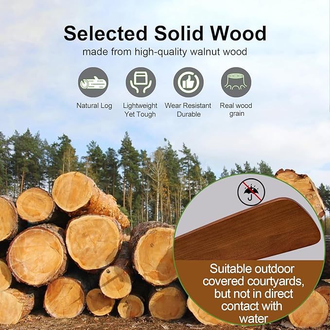 52 Inch Outdoor Ceiling Fans with Lights and Remote Control, Dimmable 5 Blade Wood Outdoor Ceiling Fans for Patios, Black Walnut Bedroom Ceiling Fan with Lights, Noiseless DC Motor