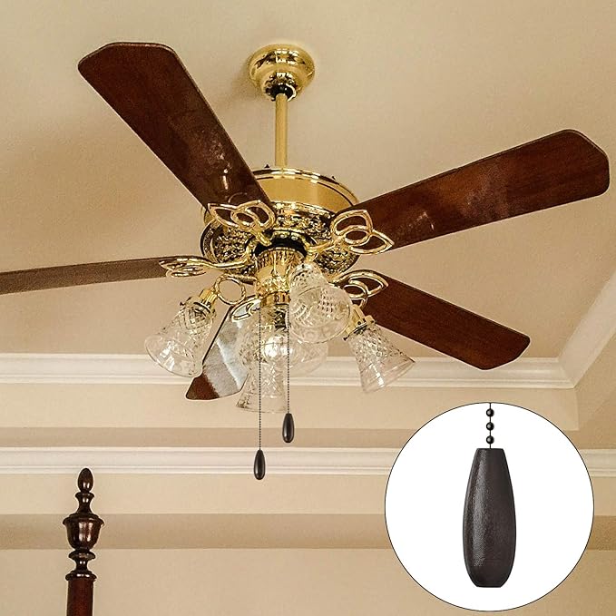 Boao 8 Pieces Ceiling Fan Pull Chains Extender Wooden Pendant Pull Chain Extension for Ceiling Light Lamp Fan(Coffee)