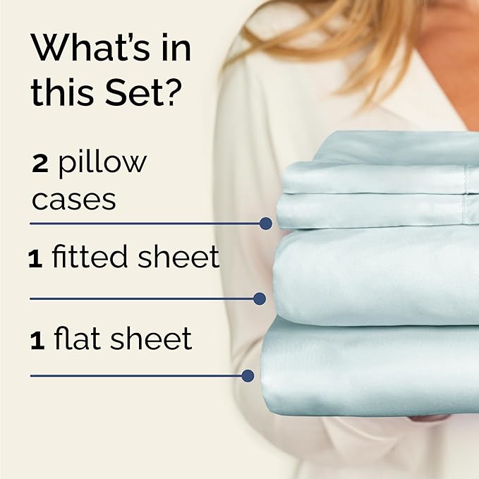 Twin 4 Piece Sheet Set - Comfy Breathable & Cooling - Ultra Soft Hotel Luxury Bedding Set w/ 8-16 Inch Deep Pockets - 1 Flat & 1 Fitted Sheet & 2 Pillowcases - Wrinkle Free and Easy Care - Ice Blue