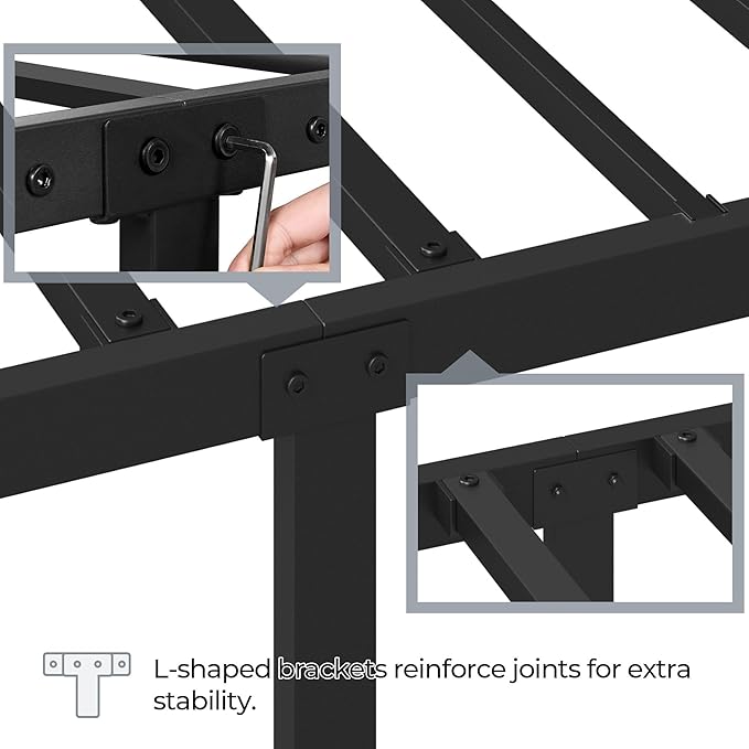 Yaheetech Full Size Metal Platform Bed Frame with Simple Headboard and Footboard, Mattress Foundation for Under Bed Storage, Steel Slat Support, No Box Spring Needed, Easy Assembly, Black