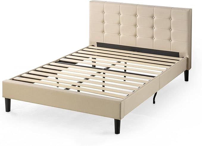 ZINUS Ibidun Upholstered Platform Bed Frame, Mattress Foundation, Wood Slat Support, No Box Spring Needed, Easy Assembly, Full, Beige