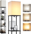 SUNMORY 5 Tier Floor Lamp with Shelves, Modern Square Standing Lamp with 3 Color Temperature Bulb, Corner Display Bookshelf Lamp for Living Room and Bedroom, Tall Shelf Floor Lamp