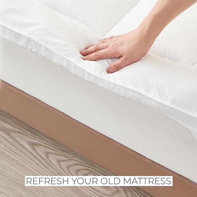 Great Bay Home King Mattress Topper. Thick, Elastic Corner Mattress Protector and Cover. Ultra-Soft Pillowtop Mattress Pad. Fits Mattresses Up to 18" (King, White)