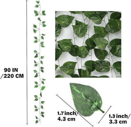 180 Feet 24 Pack Fake Greenery Hanging Garland, Ivy Leaf Plants, Vine Leaves, Fake Flowers Foliage for Bedroom Garden Wall Decor