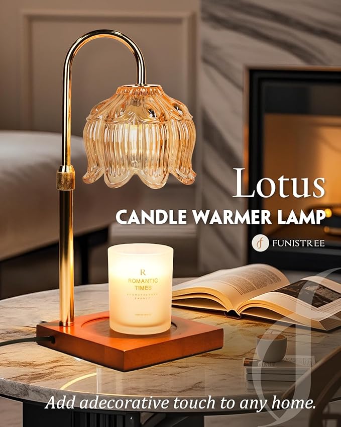 Flower Candle Warmer Lamp with Timer & Dimmer, Adjustable Height Candle Warmer, Gifts for Women Mom Birthday Christmas, House Warming New Home Bedroom Decor, Wax Warmer with 2 Bulbs for Jar Candles