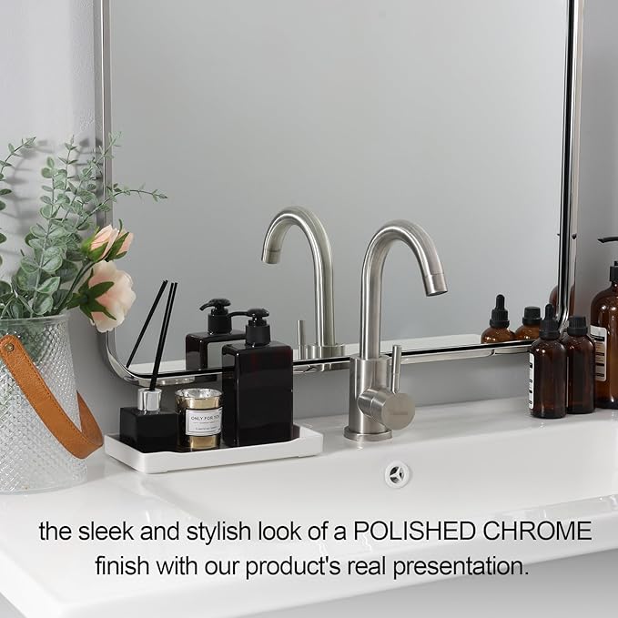 ANDY STAR 40”X30” Chrome Bathroom Mirror, Polished Chrome Bathroom Vanity Mirror, Rounded Rectangle Mirrors for Wall, SUS304 Anti-Rust Tube Metal Frame, Wall Mounted Horizontal/Vertical 1’’ Deep