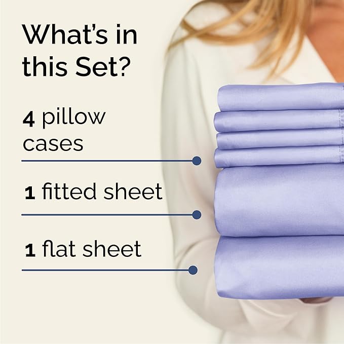 Queen 6 Piece Sheet Set - Comfy Breathable & Cooling - Ultra-Soft Hotel Luxury Bedding Set with 8-16 Inch Deep Pockets - 1 Flat & 1 Fitted Sheet & 4 Pillowcases - Wrinkle Free & Easy Care - Lavender