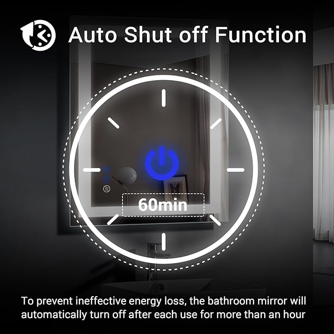 36 x 28 LED Bathroom Mirror with Lights Led Mirror Bathroom Lighted Large Wall-Mounted Vanity Mirror Smart Touch Button,Anti-Fog,Waterproof,Stepless Dimmable,Adjustable Color