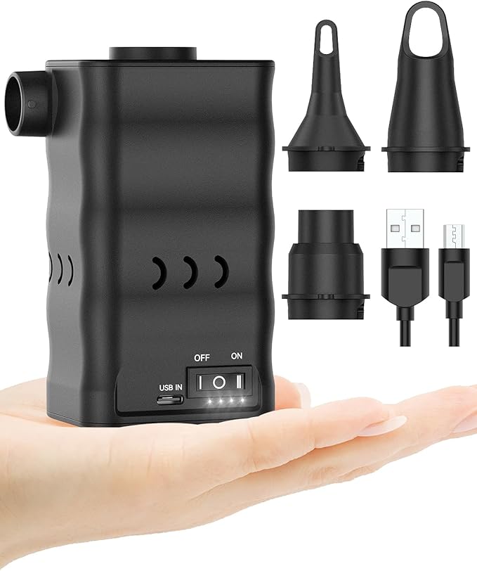 Air Mattress Pump, Rechargeable 6000mAh Portable Air Pump, Quick-Fill Electric Air Inflator Deflator for Outdoor Camping Inflatable Bed Pool Boat Float Raft Swimming Rings Vacuum Bag