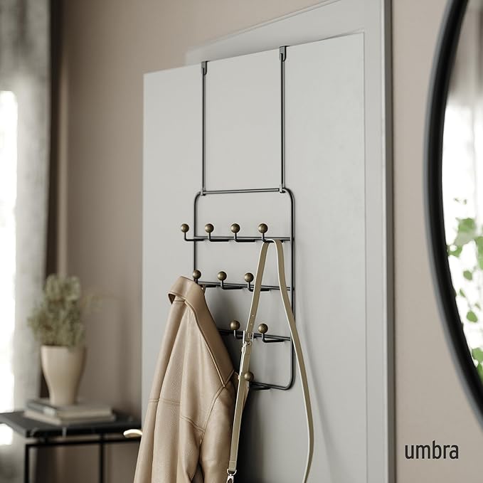 Umbra Estique Multi Over The Door Organizer Hooks, Black/Walnut Large