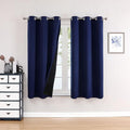ChrisDowa 100% Blackout Curtains for Bedroom with Black Liner, 2 Thick Layers Total Blackout Thermal Insulated Grommet Small Window Curtains 2 Panels Set (Navy Blue, 42 x 54 Inch)