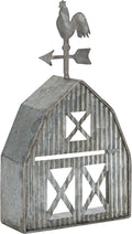 Barn Shaped Tea Light Candle Holder Farmhouse Galvanized Metal Candle Holder Vintage Decorative Tealight Holder for Table Centerpiece Decoration - 5.24" x 1.97" x 9.25"