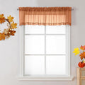 OVZME 2 Panels Orange Sheer Valance - Short Fresh Curtain Valances for Windows Basement Semi Sheer Valances for Kitchen Window Dressing with Dual Rod Pocket (Orange, 42 by 14 Inches Long)