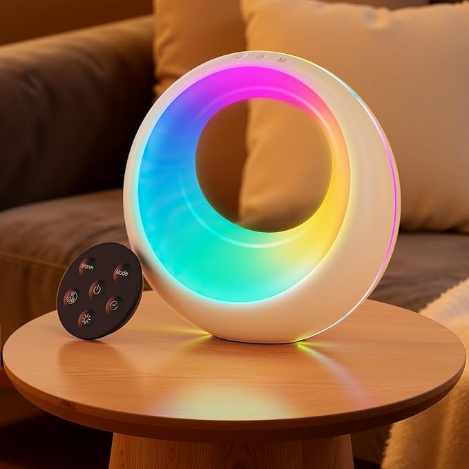 Auxmir Nursery Night Light for Baby, Magic Moon Lamp for Kids and Adult 7 Lighting Colors & 9 RGB Modes, Rechargeable Bedside Table Lamp with Timing Function, Sleep Aid Nursing Lamp for Bedroom