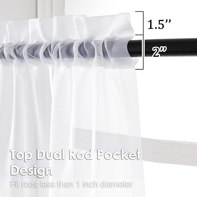 OVZME White Sheer Curtains 84 inches Long 2 Panels Set, Sheer White Curtains for Living Room/Bedroom, Rod Pocket Light Filtering Sheer Drapes, Airy Lightweight Window Treatments, Each 42W x 84L