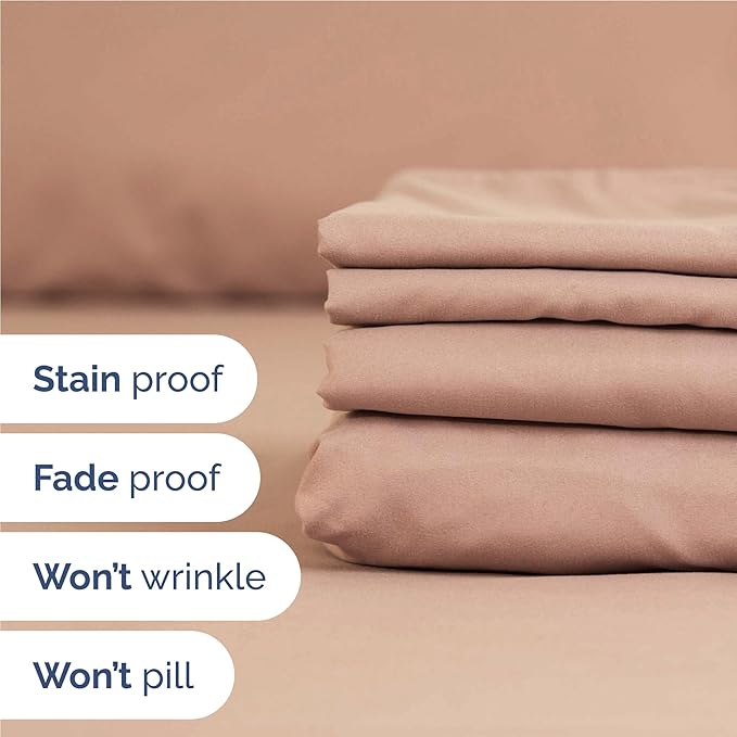 Full 6 Piece Sheet Set - Comfy Breathable & Cooling - Ultra Soft Hotel Luxury Bedding Set with 8-16 Inch Deep Pockets - 1 Flat & 1 Fitted Sheet & 4 Pillowcases - Cozy, Wrinkle Free & Easy Care - Mauve