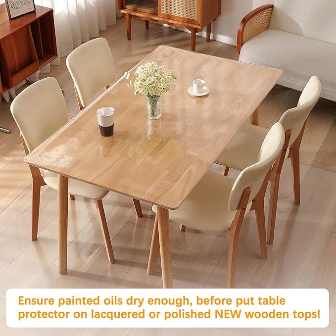 Clear Plastic Dining Table Protector Tablecloth Desk Pad Mat For 8 Foot Table Wooden Furniture Coffee Glass Entryway Sofa Side Protection Countertop Cover Waterproof PVC Vinyl Rectangular 40 X 96 Inch