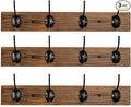 Coat Hooks Wall Mounted, Wooden Hat Rack with 4 Hooks for Entryway, Bathroom,Bedroom (3 Pack,Brown)