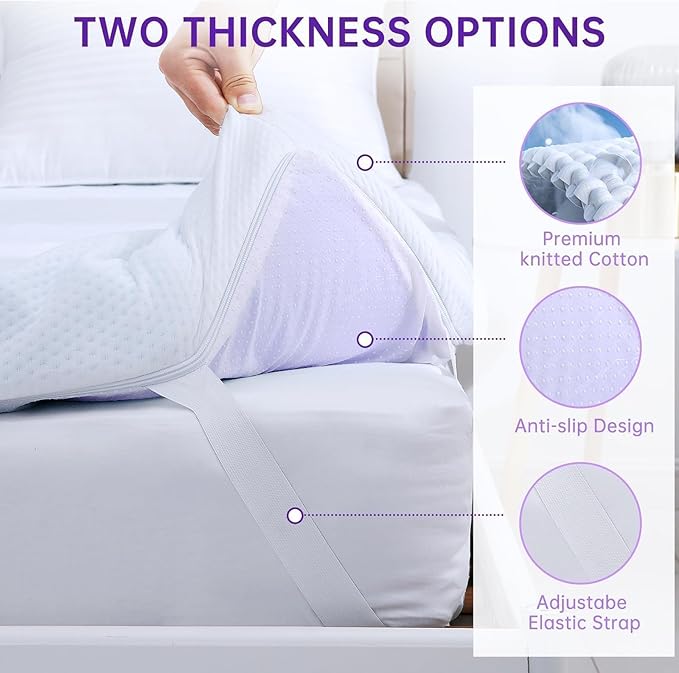 MUXHOMO 2 Inch 7-Zone Twin Mattress Topper, Egg Crate Foam Mattress Topper Twin Size for Back Pain, Lavender Cooling Gel Infused Bed Pad, CertiPUR-US and Oeko-TEX Certification (38"×75")