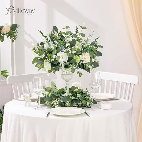 240 Pcs 4 Kinds Mixed Faux Eucalyptus Stems, Baby Breath Flowers Artificial Bulk with Greenery Stems for DIY Bouquets Wedding Home Floral Greenery Decor