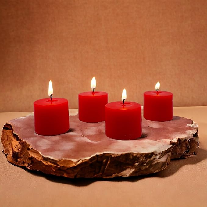 Hosley Set of 72 Unscented Red Votive Candles – Bulk Pack, Clean-Burning, Long-Lasting 10-12 Hour Burn Time – Ideal for Weddings, Home Décor, Spa, and Events