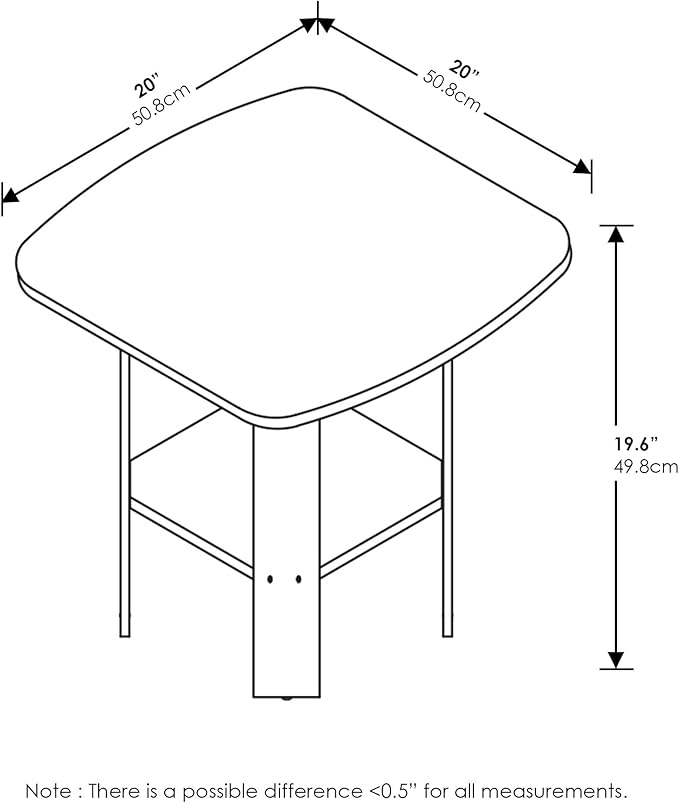 Furinno SIMPLE DESIGN Side Table, 2-Tier End Table, Open Shelves Night Stand, Bedside Table, for Living Room, Bedroom, Amber Pine