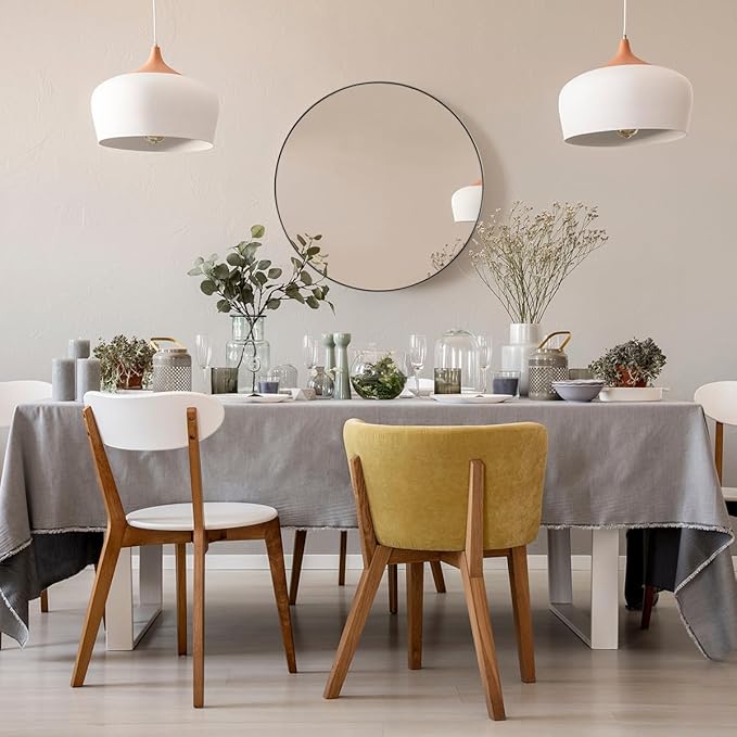 ANDY STAR 36" Chrome Round Mirror, Round Chrome Mirror, Polished Silver Large Vanity Mirror Metal Framed for Living Room, Dining Room, Fireplace