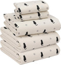 RUVANTI Flannel Sheets Split King Size - 100% Cotton Brushed Split King Bed Sheets Set, Deep Pockets 16 Inches, All Seasons Breathable & Extra Soft, Warm & Cozy, 5 Piece, Black Cat