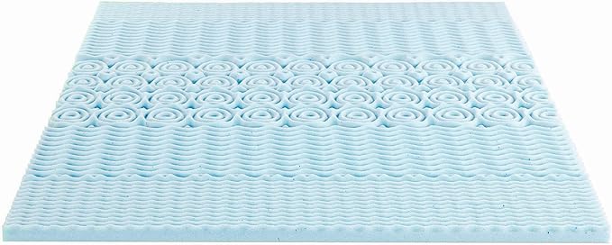 Mellow 1.5 Inch 5-Zone Memory Foam Mattress Topper, Cooling Gel Infusion, Queen, Blue