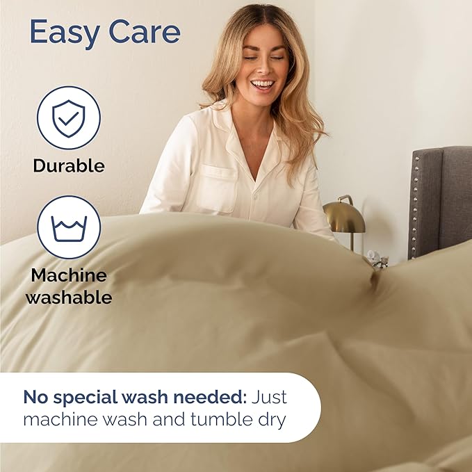 Twin 4 Piece Sheet Set - Comfy Breathable & Cooling - Ultra Soft Hotel Luxury Bedding Set with 8-16 Inch Deep Pockets - 1 Flat & 1 Fitted Sheet & 2 Pillowcases - Cozy, Wrinkle Free & Easy Care - Beige