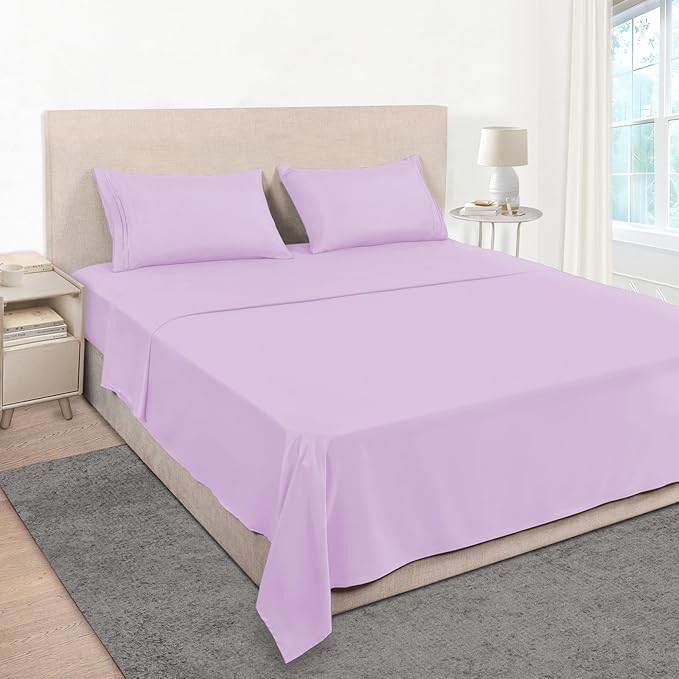 Mejoroom Bed Sheets Set, Extra Soft Luxury Full Sheets with 16 Inch Deep Pocket,Premium Bedding Collection - Breathable Wrinkle Fade Stain Resistant - 4 Piece (Full, Lavender)