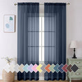 Aiyufeng Sheer Navy Blue Curtains 108 inch Length 2 Panels Set, Airy Soft-Touching Rod Pocket Voile Drapes for Living Room/Bedroom, Each 40W x 108L