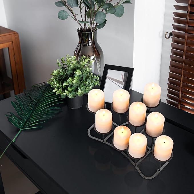 Black Metal Pillar Candle Candelabra for Fireplace/Table/Wedding/Christmas Decoration Iron Candle Holders of 9 DIY Home Decor