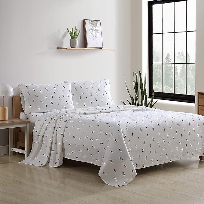 Eddie Bauer - Queen Sheets, Cotton Flannel Bedding Set, Brushed for Extra Softness, Cozy Home Decor (Rookeries, Queen)