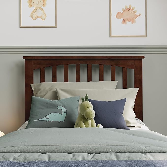 AFI, Mission Twin Solid Wood Headboard with Attachable Charger, Walnut