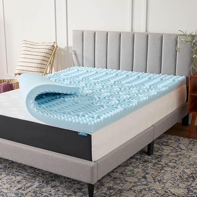 LUCID Gel Infused Memory Foam Mattress Topper – 3 Inch Mattress Topper – 5 Comfort Zones Relieve Pressure – CertiPUR-US Certified Foam - Twin