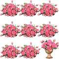 Hoteam 24 Bundles Artificial Peonies Flowers Wedding Faux Flowers Silk Peony Bouquet Bulk Bride Fake Florals Arrangements for Table Centerpieces Wedding Party Vase Decor (Hot Pink)