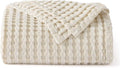 Bedsure Cooling Cotton Waffle Twin XL Blanket - Lightweight Breathable Blanket of Rayon Derived from Bamboo for Hot Sleepers, Light Beige, 66x90 Inches