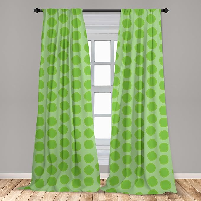 Ambesonne Lime Green Window Curtains, Simplistic Formless Geometric Shapes in Different Shades Theme, Lightweight Decor 2-Panel Set with Rod Pocket, Pair of - 28" x 95", Green