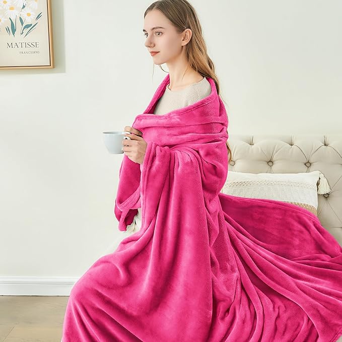 BEDELITE Fleece Blanket Twin Size Hot Pink Throw Blankets for Couch & Bed, 300GSM Luxury Plush Cozy Fuzzy Blanket 60x80 inches, Super Soft Warm Lightweight Throw Blanket for Travel Camping