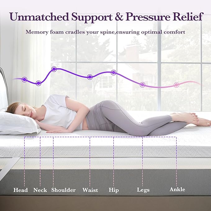SINWEEK 3 Inch Gel Memory Foam Mattress Topper with Cooling Cover Ventilated Soft Mattress Pad, Bed Topper, CertiPUR-US Certified, Full Size