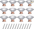 Tomorotec 12-Pack 40mm White Crystal Glass Cabinet Drawer Pull with Pink Base for Modern & Classic Styles, Easy-to-Install Elegant Home Decor Upgrade with Durable Hardware for Vanity, Wardrobe, Desk
