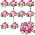 10 Bundles Peonies Artificial Flowers, Pink Silk Peony Flower Bulk Bridesmaid Bouquet for Indoor Home Decor Bedroom Kitchen Office Wedding Party Table Centerpieces