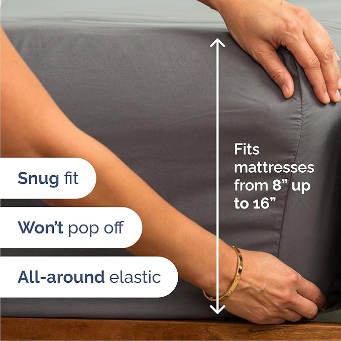 Queen 6 Piece Sheet Set - Comfy Breathable & Cooling - Ultra-Soft Hotel Luxury Bedding Set with 8-16 Inch Deep Pockets - 1 Flat & 1 Fitted Sheet & 4 Pillowcases - Wrinkle Free & Easy Care - Dark Grey