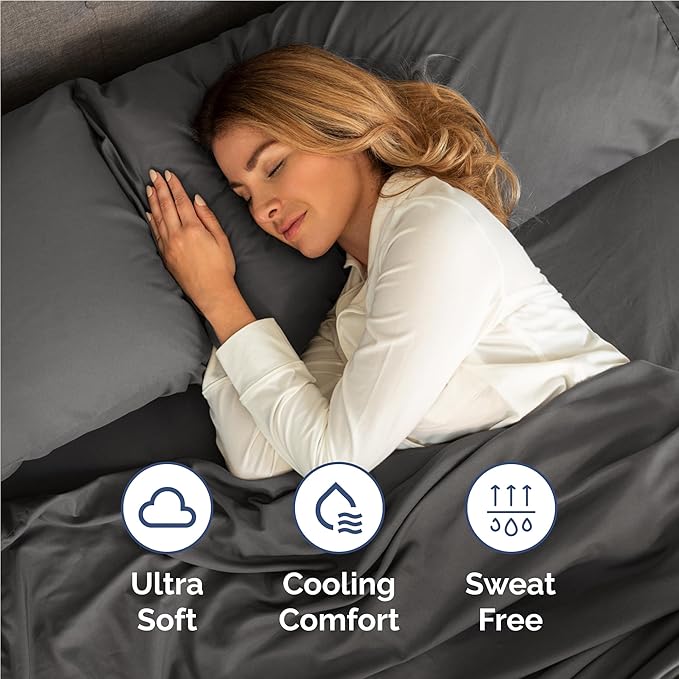 Twin XL 4 Piece Sheet Set - Comfy Breathable & Cooling - Ultra-Soft Hotel Luxury Bedding Set w/ 8-16 Inch Deep Pockets - 1 Flat & 1 Fitted Sheet & 2 Pillowcases - Wrinkle Free & Easy Care - Charcoal