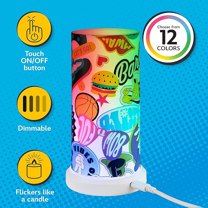 Disney Mickey and Friends Tabletop Lamp, Color Changing, Night Light, Mickey Mouse, USB Powered, Table Lamp, Night Light for Kids, Ideal for Bedroom, Playroom, Bathroom, and More, 69889