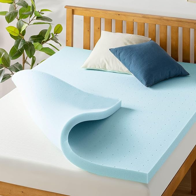 Best Price Mattress 2.5 Inch Ventilated Memory Foam Mattress Topper, Cooling Gel Infusion, CertiPUR-US Certified, Dorm Essentials, Twin