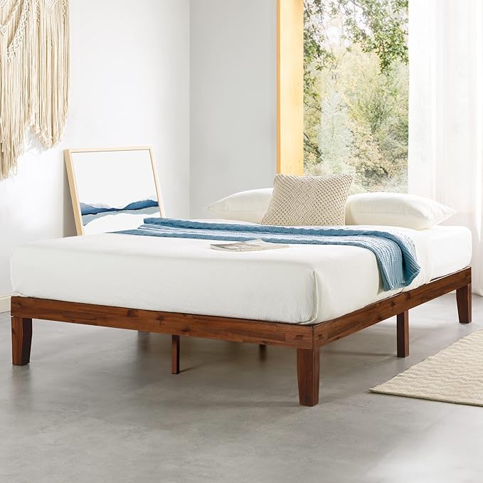 Mellow 12" Solid Wood Platform Bed Frame with Classic Wooden Slat (No Box Spring Needed), King, Espresso