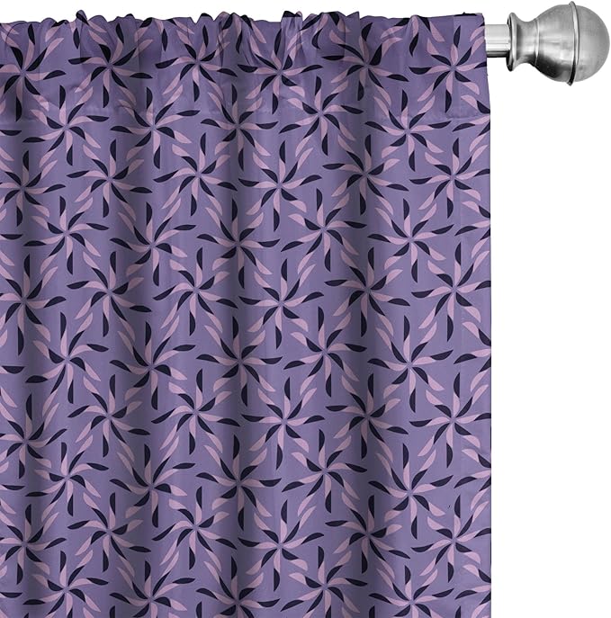 Ambesonne Geometric Curtains, Blossoming Flowers with Birth of Nature Season Theme Spring Summer, Window Treatments 2 Panel Set for Living Room Bedroom, Pair of - 28" x 63", Purple