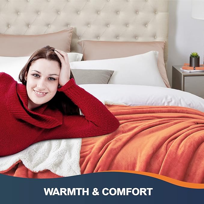 Walensee Sherpa Fleece Blanket (Queen Size 90”x90” Coral) Plush Throw Fuzzy Super Soft Reversible Microfiber Flannel Blankets for Couch, Bed, Sofa Ultra Luxurious Warm and Cozy for All Seasons
